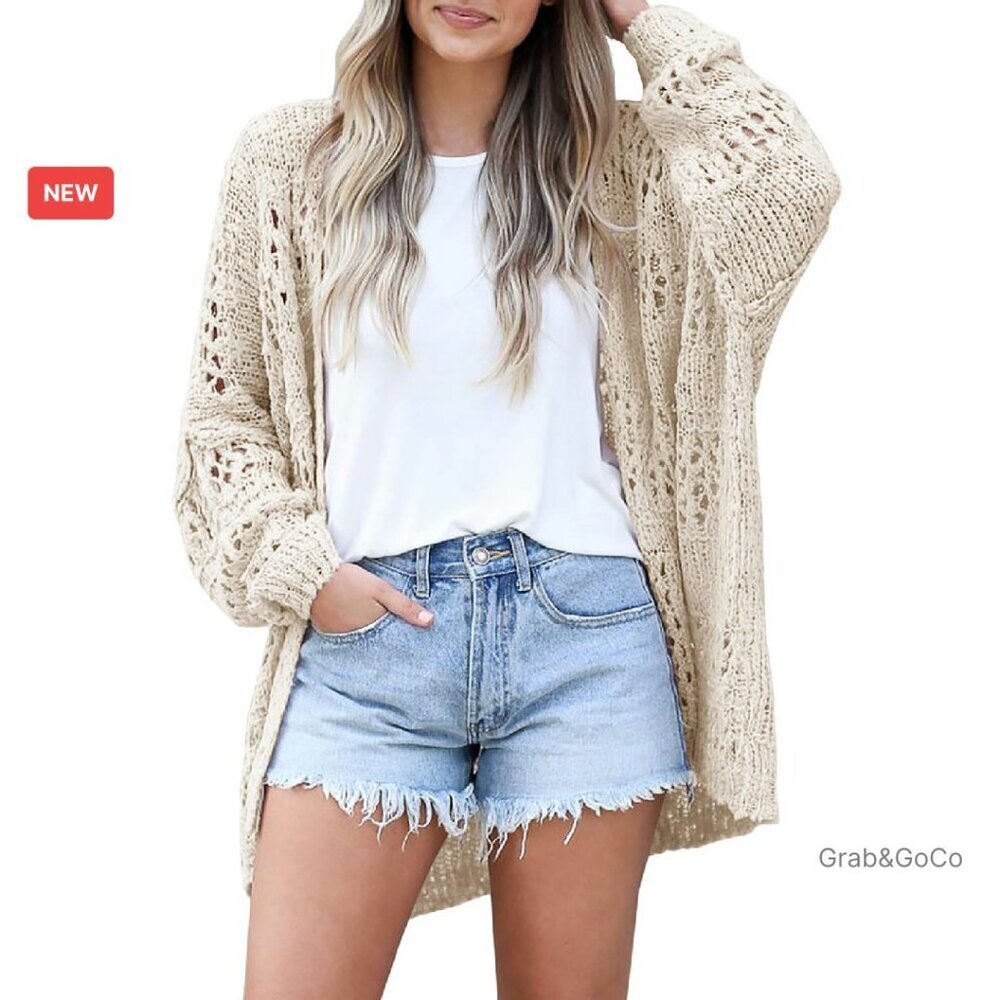 Crochet Cardigan Sweater Oversized Boho Open Front Kimono Chic Fall Outwear